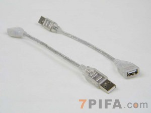[透明兰]30CM 包头 AM/AF USB2.0接口延长线