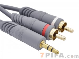 3米 晶华 3.5接口/2RCA 全铜高保真灰色系列音频线