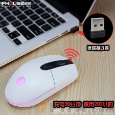 [6D锂电池-静音白]M102虎猫可充电无线静音光电男女生电脑办公笔记本无线游戏