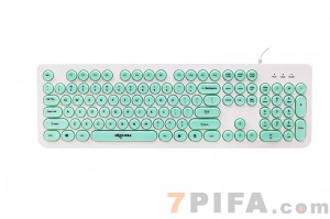 [朋克绿]W916爱国者朋克圆键帽有线彩色巧克力键盘USB