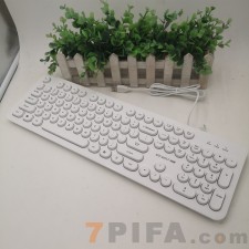 [白色]K3000 朋克复古冰狼USB 有线键盘