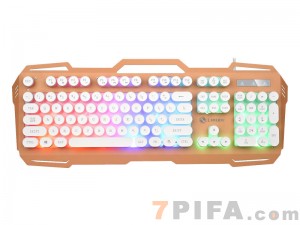 [朋克版土豪金]K22力镁金属面板彩虹发光游戏键盘
