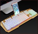 [白金]X310七彩背光游戏键盘发光机械手感太空合金面板USB有线键盘